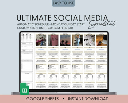 Social Media Content Calendar Plan, Social Media Monthly Content Planner, Google Sheet Spreadsheets, Monthly Batch Content Creation Template
