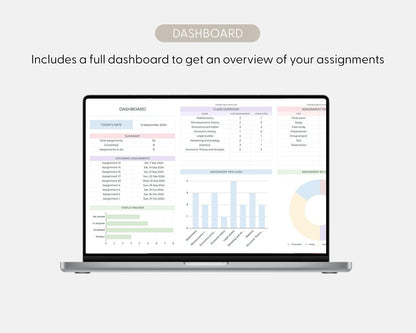 Student Planner & Assignment Tracker Google Sheets Excel College Spreadsheet Class Timetable Academic Planner Template Assignment Tracking