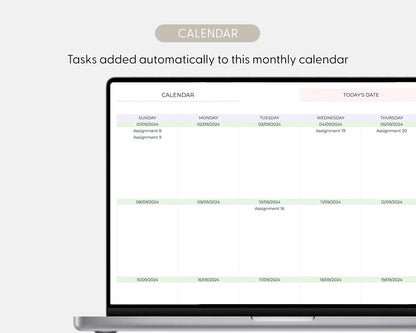 Student Planner & Assignment Tracker Google Sheets Excel College Spreadsheet Class Timetable Academic Planner Template Assignment Tracking